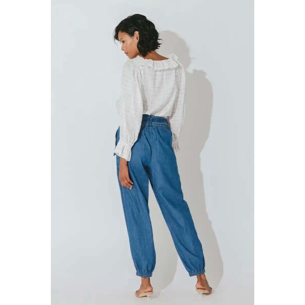 Cleobella Rena Denim Blue Jean Jogger Size Small Elastic Waist - Picture 2 of 8